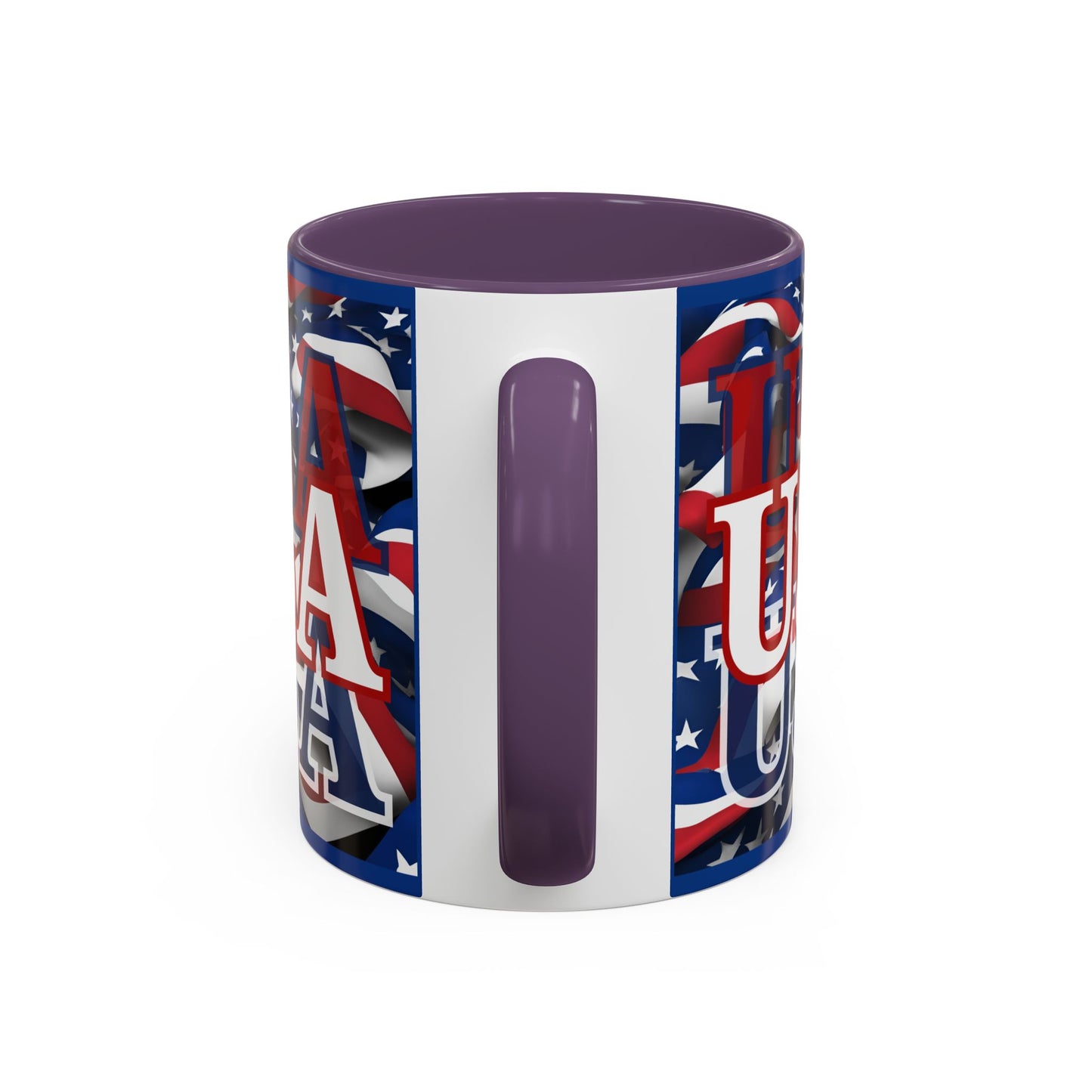 USA White font Center Patriot Blue Accent Mug by theGreenDragonTavern.shop