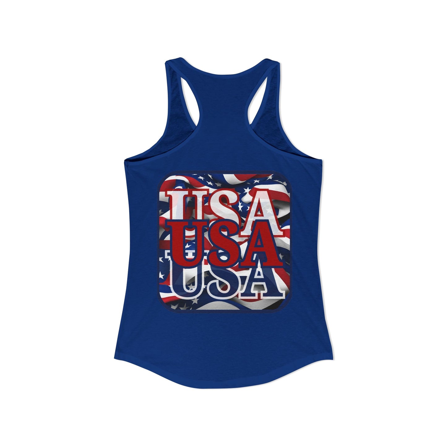 2-sided, RED White and Blue USA Patriot Women's Racerback Tank Top by theGreenDragonTavern.shop