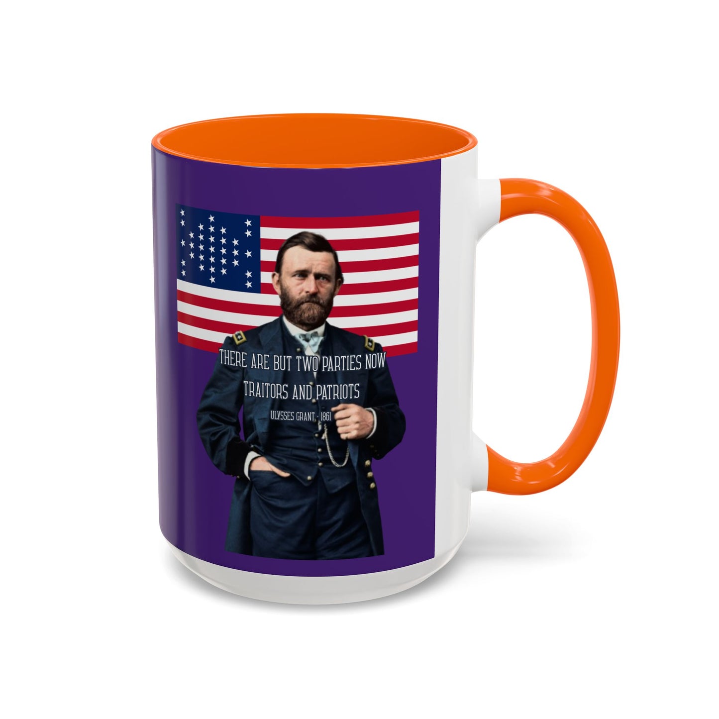 "Traitors and Patriots" Ulysses Grant Dark Purple Accent Mug by theGreenDragonTavern.shop