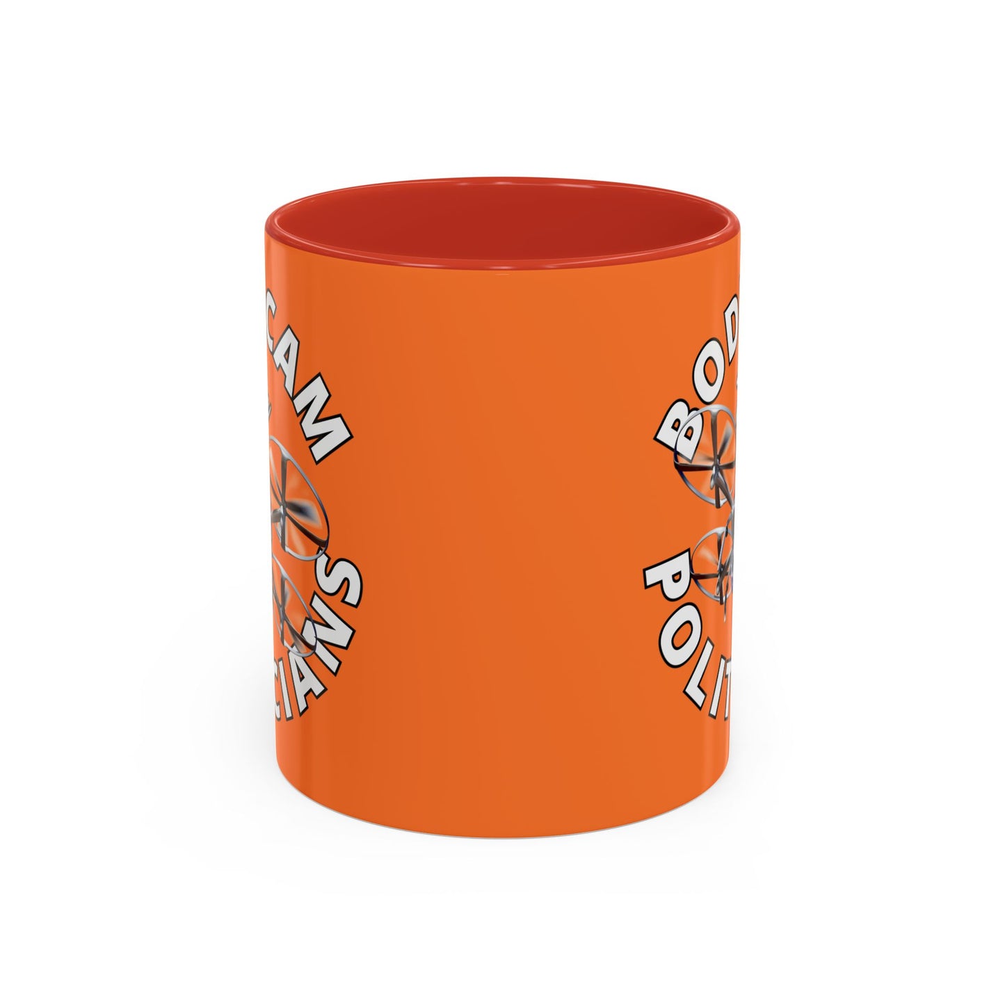 Bodycam the Politicians Drone Orange Accent Mug by theGreenDragonTavern.shop