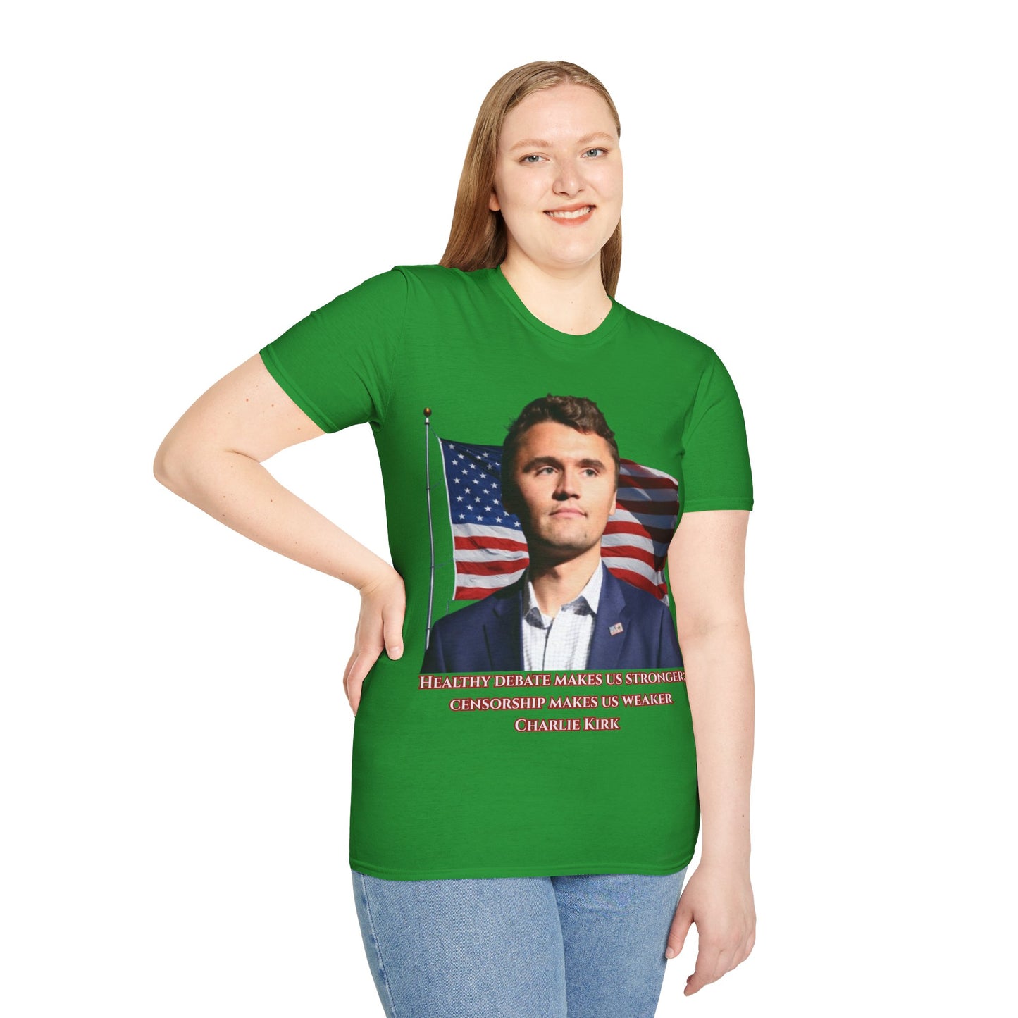 Charlie Kirk, Healthy Debate Dark colors Unisex T-Shirt by theGreenDragonTavern.shop