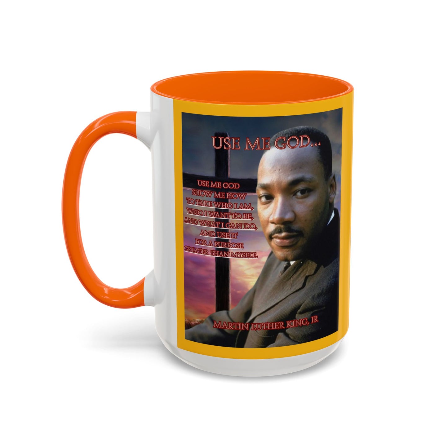 Use Me God, MLK Jr Yellow Accent Mug by theGreenDragonTavern.shop