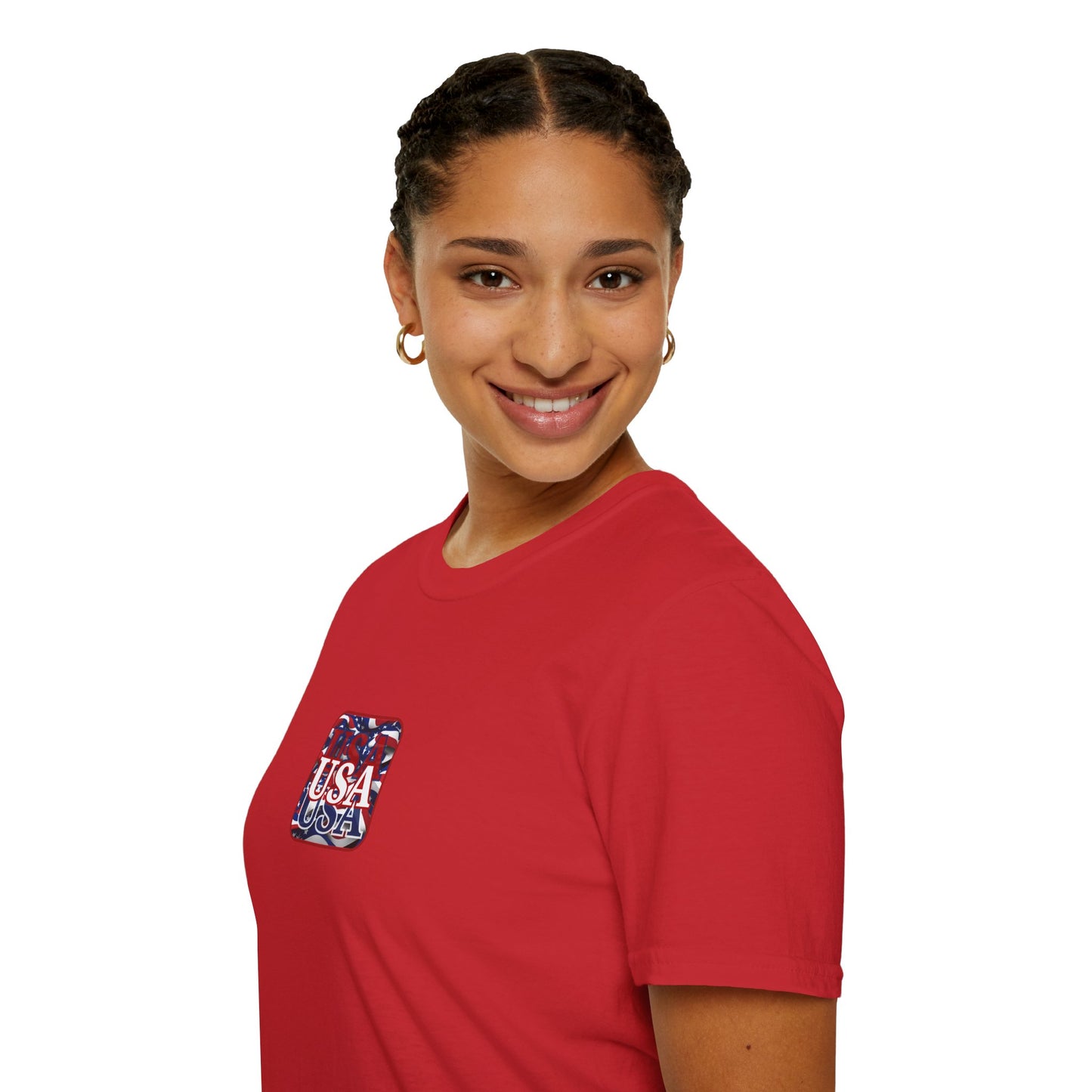 2-sided, Red WHITE and Blue USA Patriot Light colors Unisex T-Shirt by theGreenDragonTavern.shop