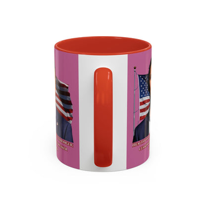 Charlie Kirk, Healthy Debate Pink Accent Mug by theGreenDragonTavern.shop