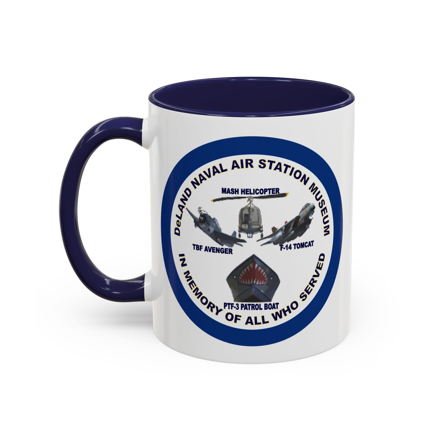 DNASM Student Art Navy Frame White Accent Mug by theGreenDragonTavern.shop