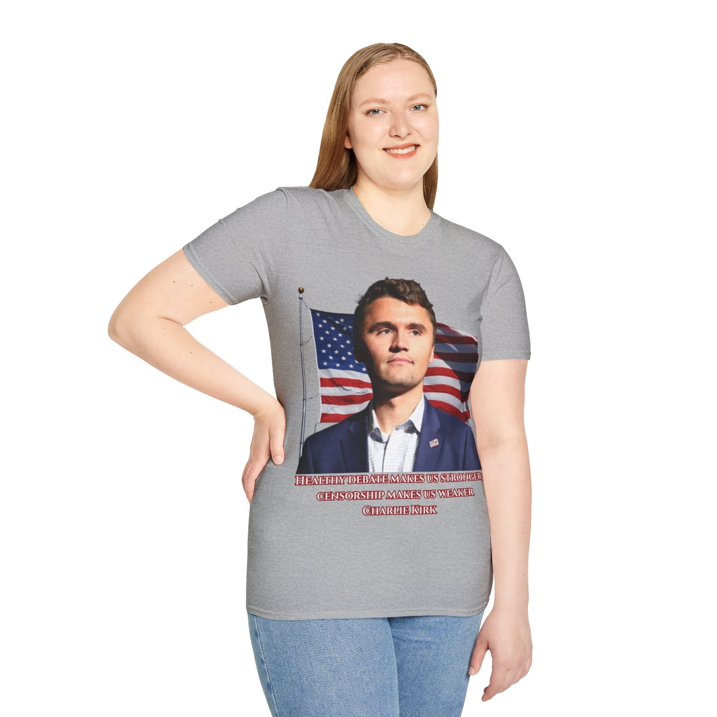 Charlie Kirk, Healthy Debate Light colors Unisex T-Shirt by theGreenDragonTavern.shop