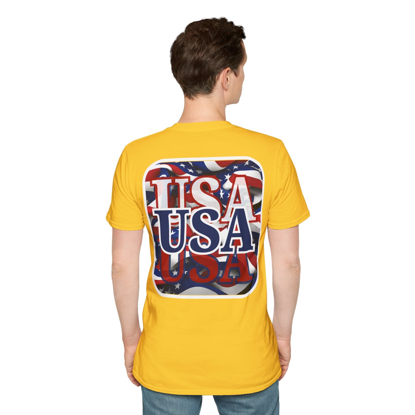 2-sided, Red White and BLUE USA Patriot Light colors Unisex T-Shirt by theGreenDragonTavern.shop
