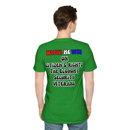 2-sided, I Am Woman Watch Me Vote Dark colors Unisex T-Shirt by theGreenDragonTavern.shop
