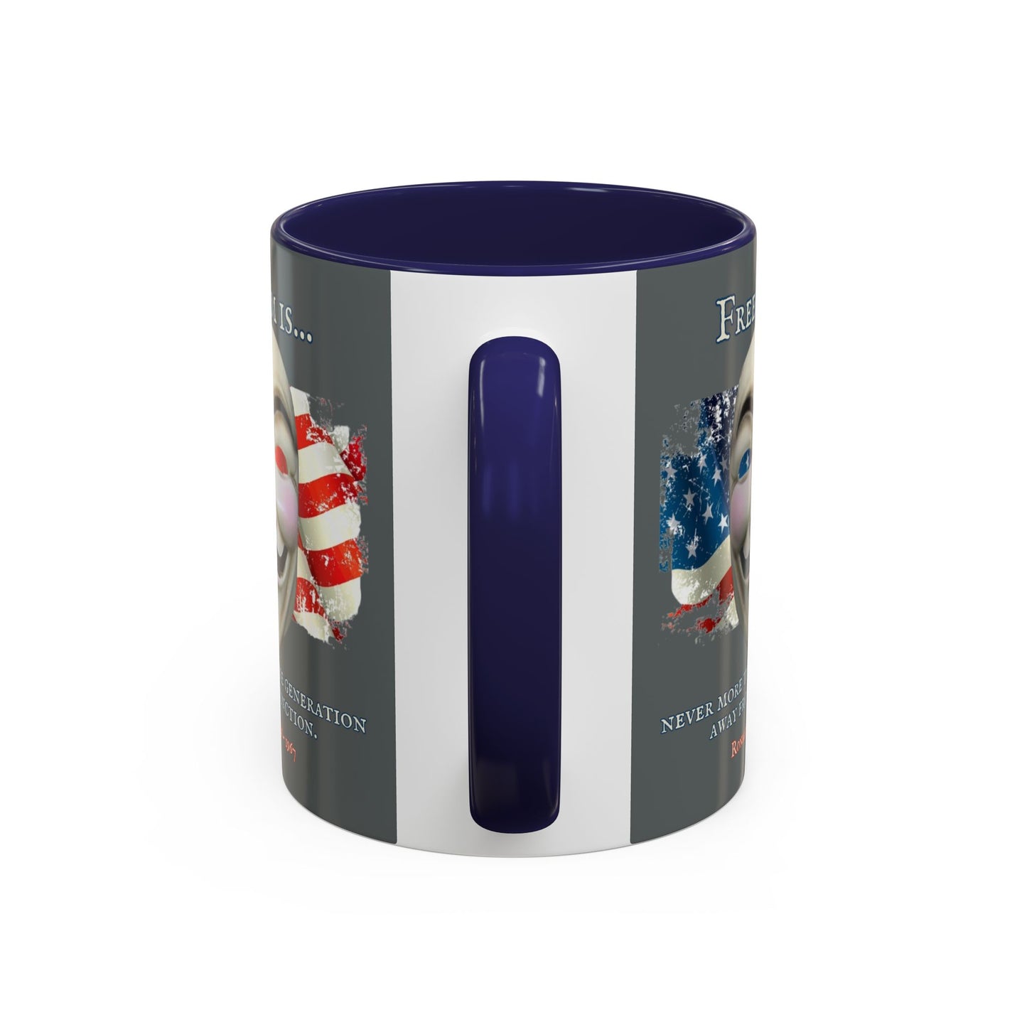 Ronald Reagan Freedom Vendetta Grey Accent Mug by theGreenDragonTavern.shop