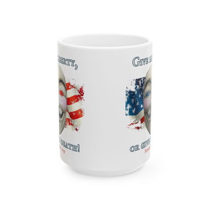 Vendetta, "Give me liberty, or give me death!" White Mug by theGreenDragonTavern.shop