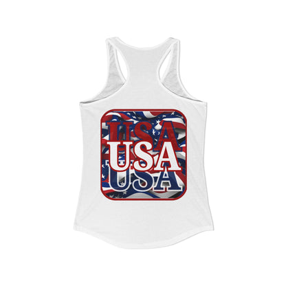 2-sided, Red WHITE and Blue USA Patriot Women's Racerback Tank Top by theGreenDragonTavern.shop