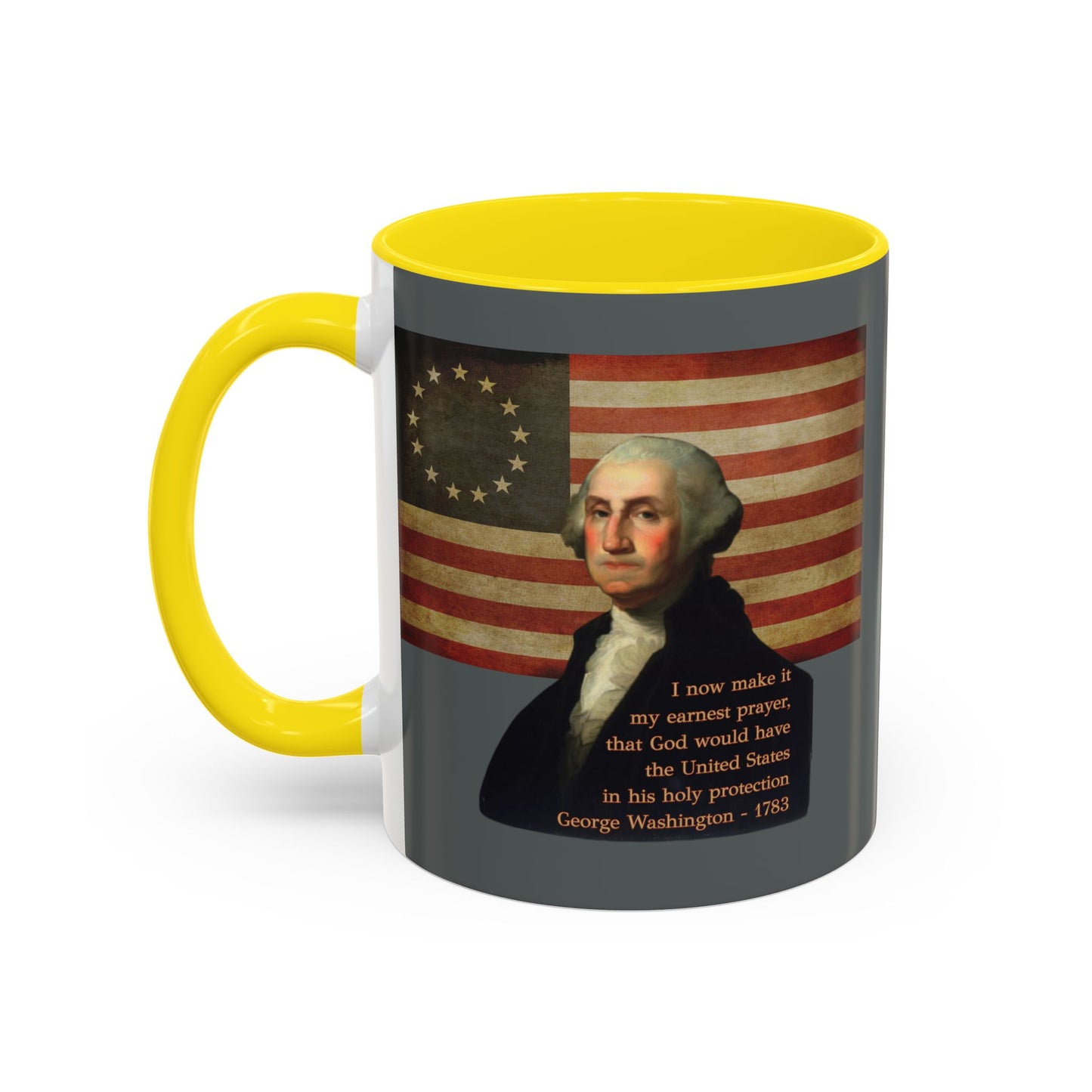 Washington's Earnest Prayer Grey Accent Mug by theGreenDragonTavern.shop