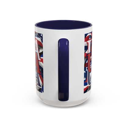 USA Red font Center Patriot White Accent Mug by theGreenDragonTavern.shop