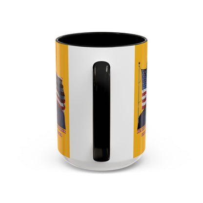 Charlie Kirk, Healthy Debate Yellow Accent Mug by theGreenDragonTavern.shop