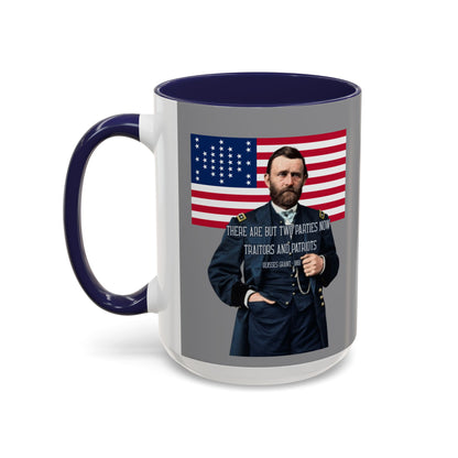 "Traitors and Patriots" Ulysses Grant Grey Accent Mug by theGreenDragonTavern.shop