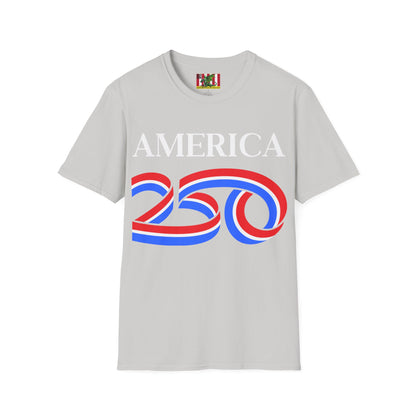 America 250 White font, Light colors, Unisex T-Shirt by theGreenDragonTavern.shop