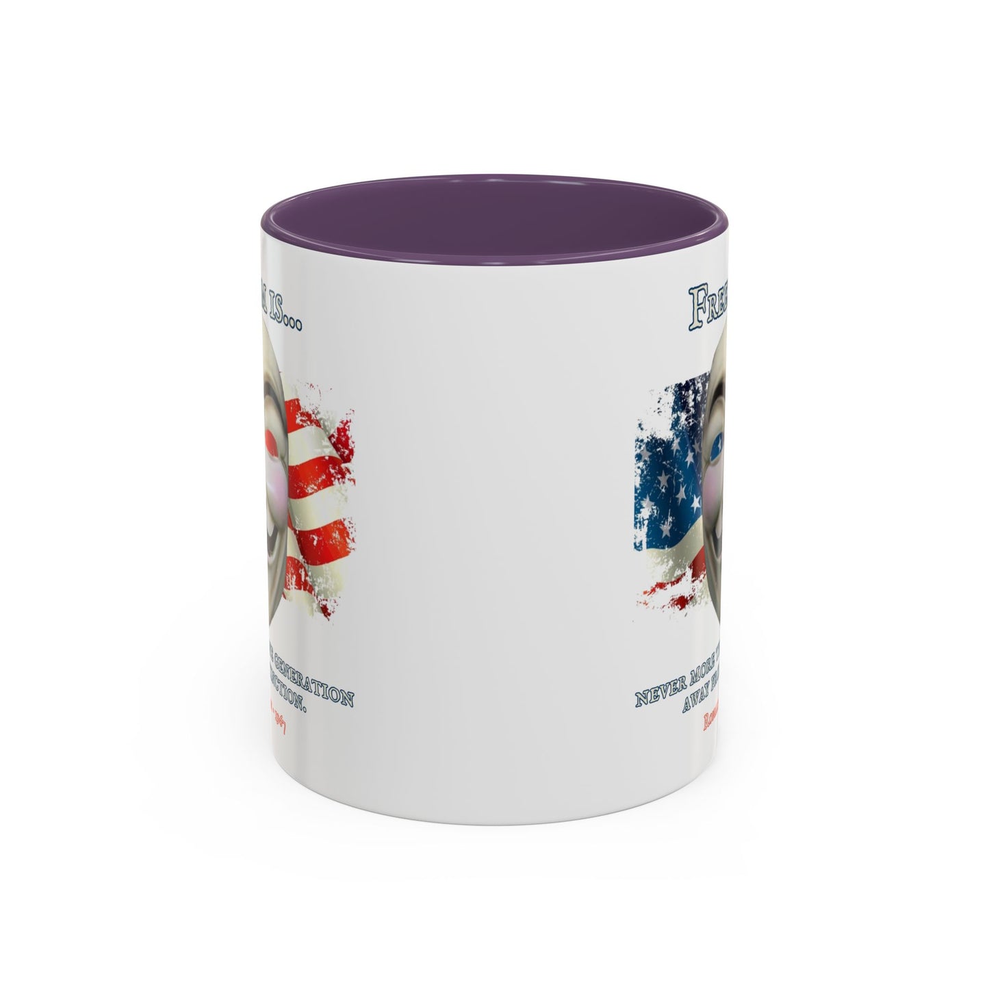 Ronald Reagan Freedom Vendetta White Accent Mug by theGreenDragonTavern.shop