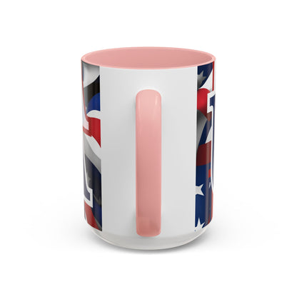 USA! USA! USA Blue font Patriot Red Accent Mug by theGreenDragonTavern.shop