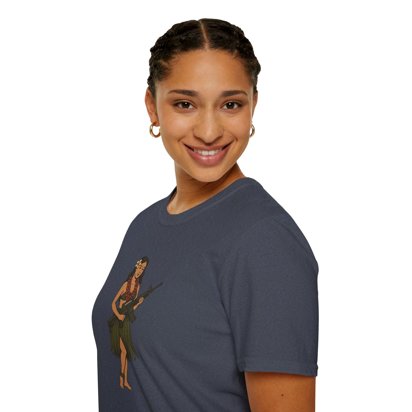 Hula Girl Packin' Heat Dark colors Unisex T-Shirt by theGreenDragonTavern.shop
