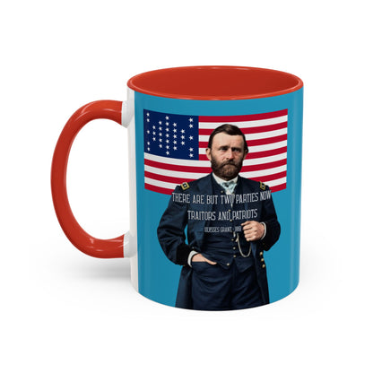 "Traitors and Patriots" Ulysses Grant Turquoise Accent Mug by theGreenDragonTavern.shop