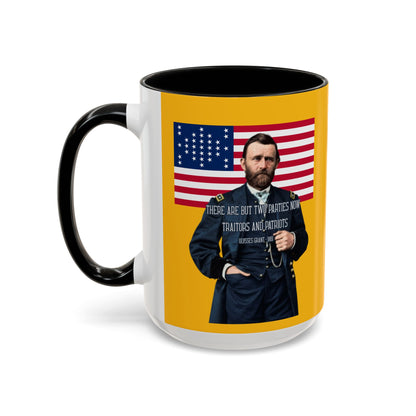 "Traitors and Patriots" Ulysses Grant Yellow Accent Mug by theGreenDragonTavern.shop