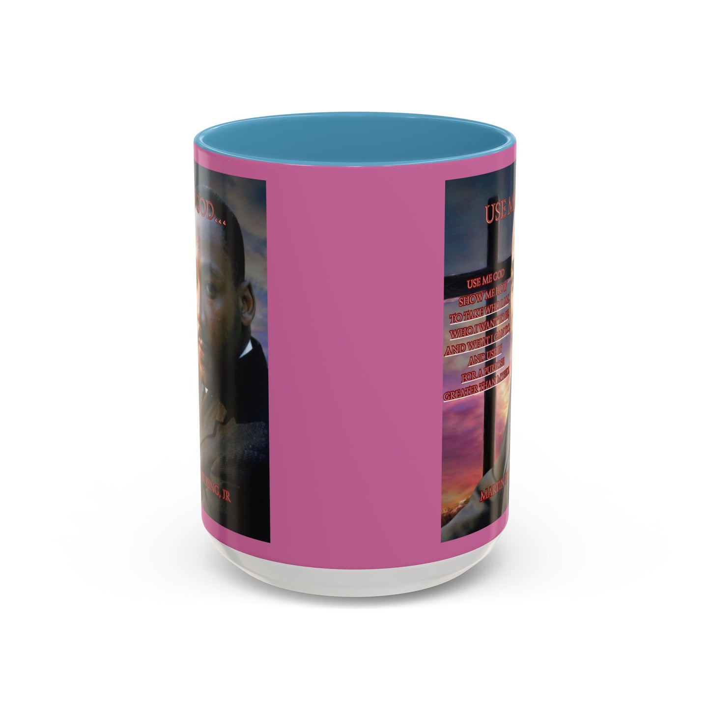 Use Me God, MLK Jr Pink Accent Mug by theGreenDragonTavern.shop