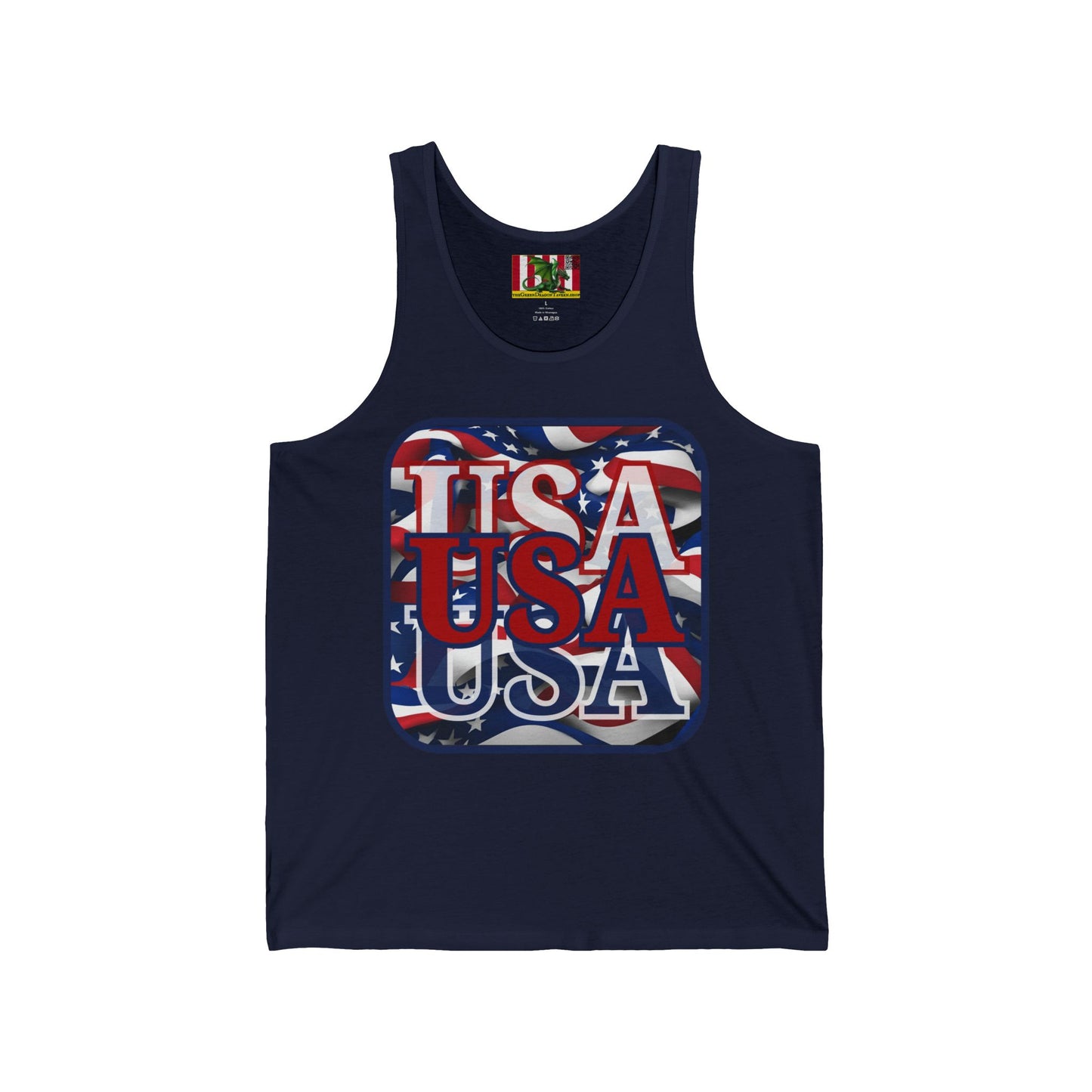 RED White and Blue USA Patriot Unisex Jersey Tank Top by theGreenDragonTavern.shop