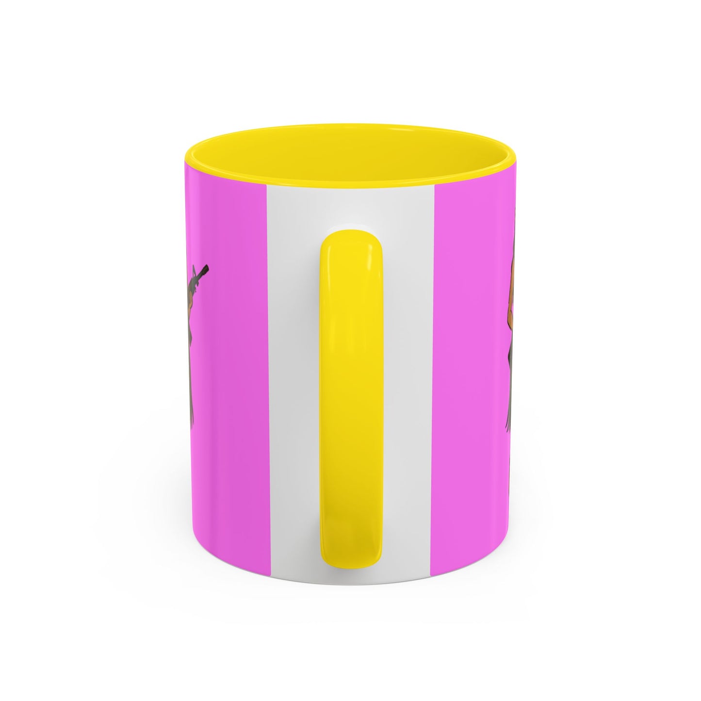 Hula Girl Packin' Heat Pink Accent Mug by theGreenDragonTavern.shop