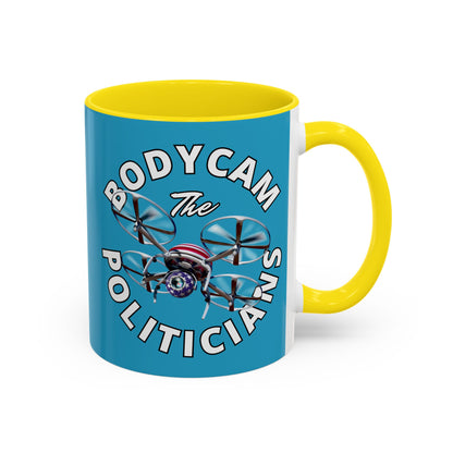 Bodycam the Politicians Drone Turquoise Accent Mug by theGreenDragonTavern.shop