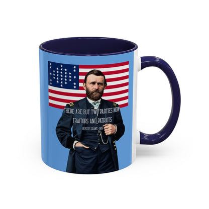 "Traitors and Patriots" Ulysses Grant Light Blue Accent Mug by theGreenDragonTavern.shop