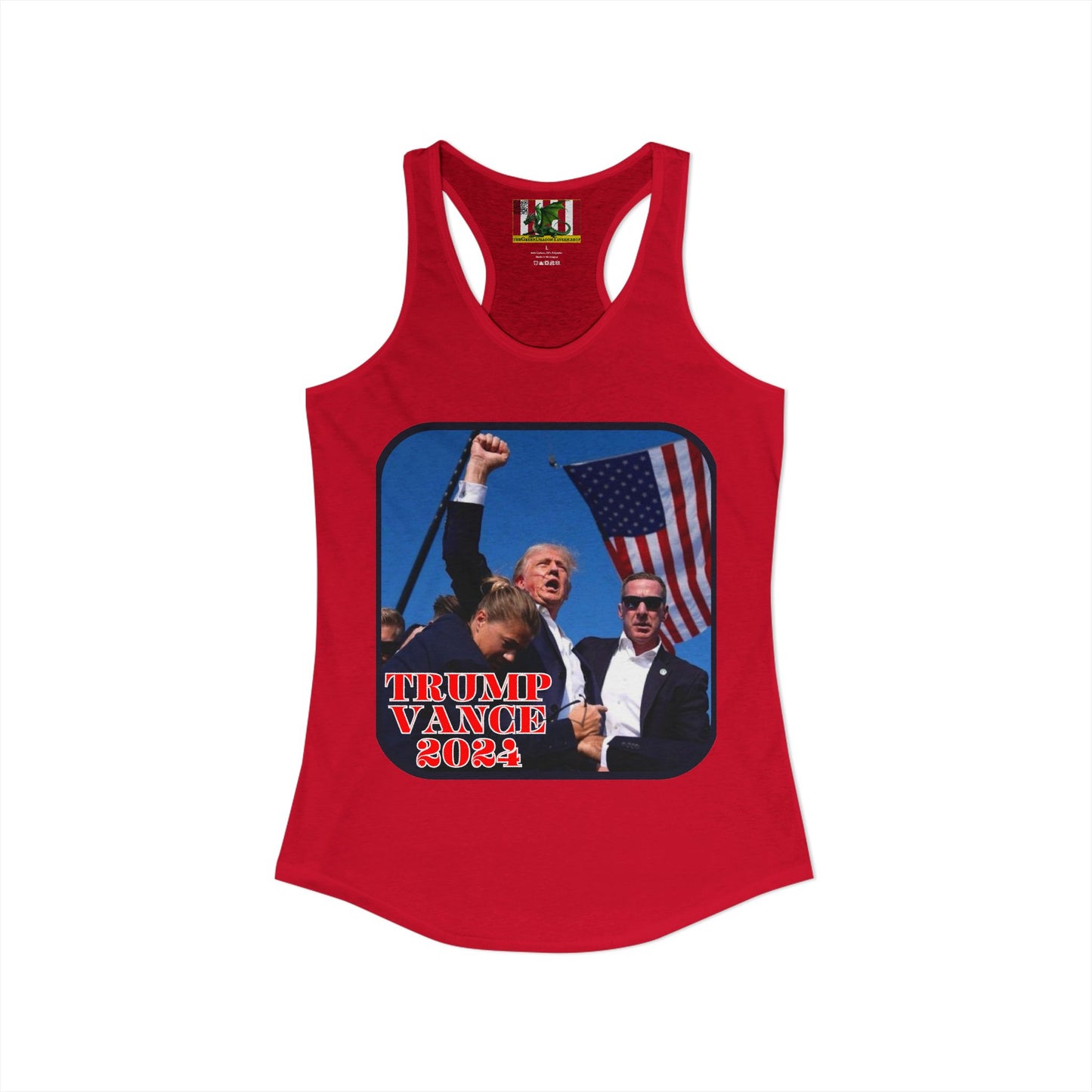 Trump and Vance 2024 Women's Racerback Tank Top by theGreenDragonTavern.shop