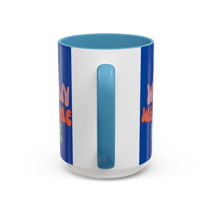 I Am Woman Watch Me Vote Dark Blue Accent Mug by theGreenDragonTavern.shop