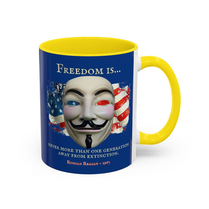 Ronald Reagan Freedom Vendetta Blue Accent Mug by theGreenDragonTavern.shop