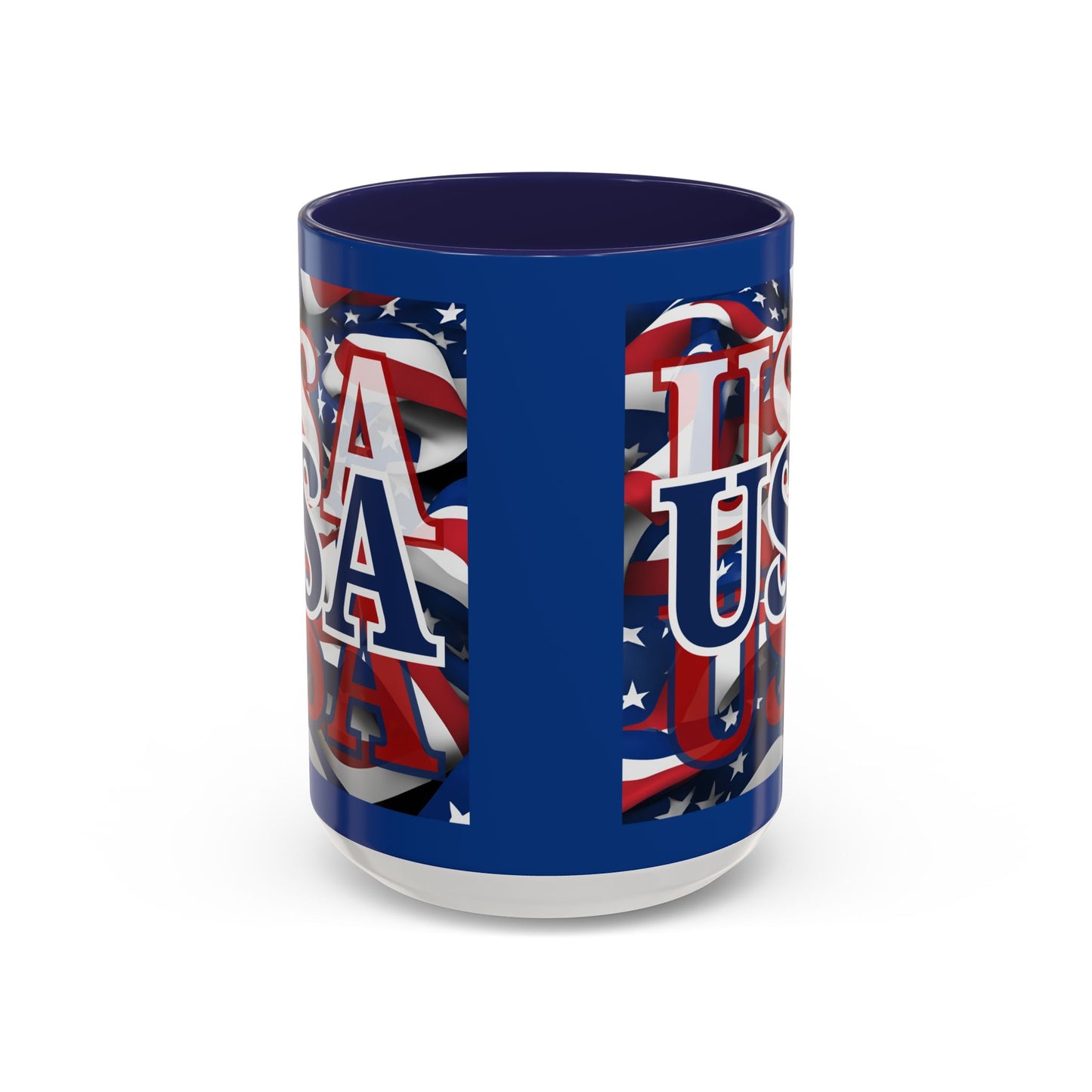 USA Blue font Center Patriot Blue Accent Mug by theGreenDragonTavern.shop