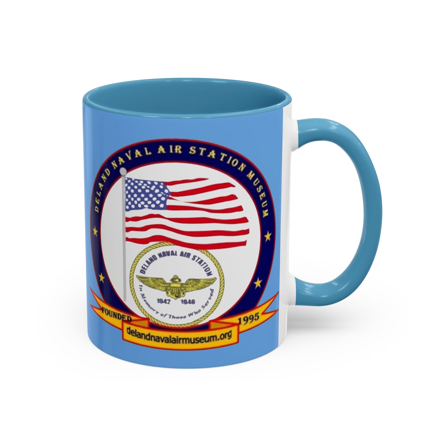 DeLand Naval Air Station Museum Light Blue Accent Mug by theGreenDragonTavern.shop