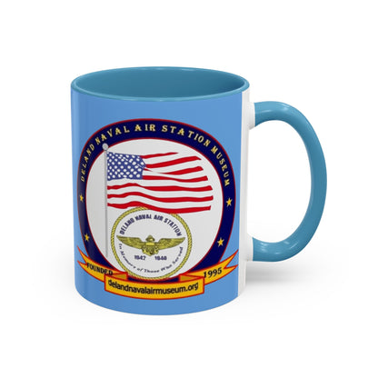 DeLand Naval Air Station Museum Light Blue Accent Mug by theGreenDragonTavern.shop