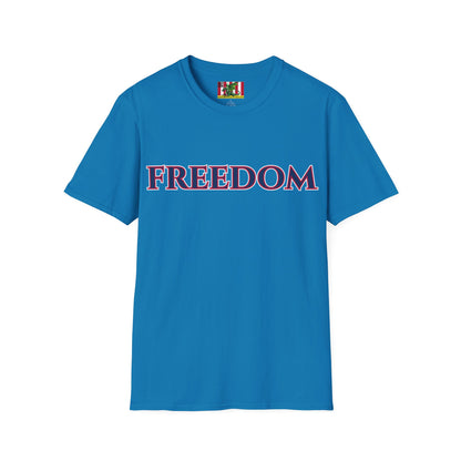 Freedom, Blue font, Dark colors Unisex T-Shirt by theGreenDragonTavern.shop