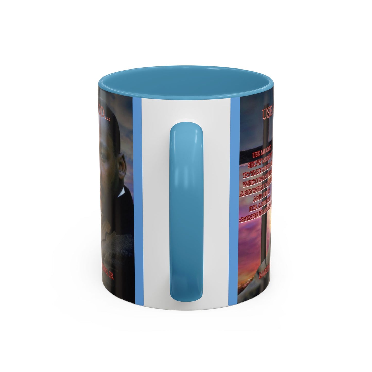 Use Me God, MLK Jr Blue Accent Mug by theGreenDragonTavern.shop
