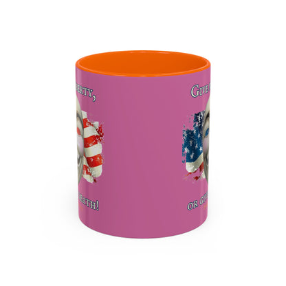 Vendetta, "Give me liberty, or give me death!" Pink Accent Mug by theGreenDragonTavern.shop