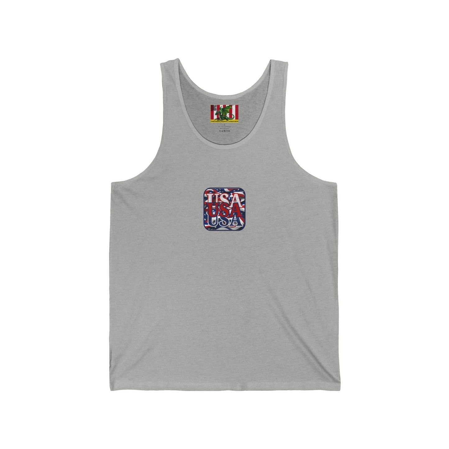2-sided, RED White and Blue USA Patriot Unisex Jersey Tank Top by theGreenDragonTavern.shop