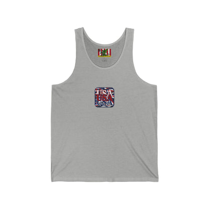 2-sided, RED White and Blue USA Patriot Unisex Jersey Tank Top by theGreenDragonTavern.shop