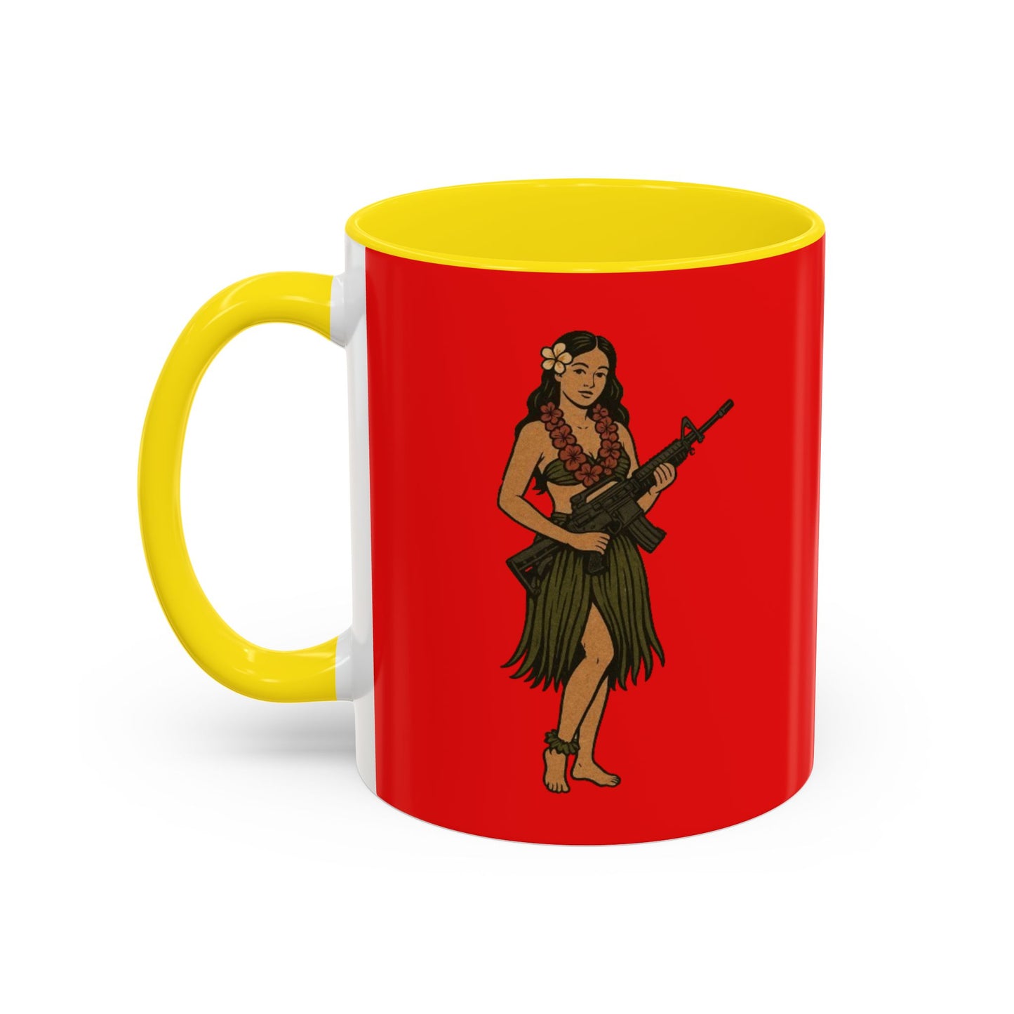 Hula Girl Packin' Heat Red Accent Mug by theGreenDragonTavern.shop
