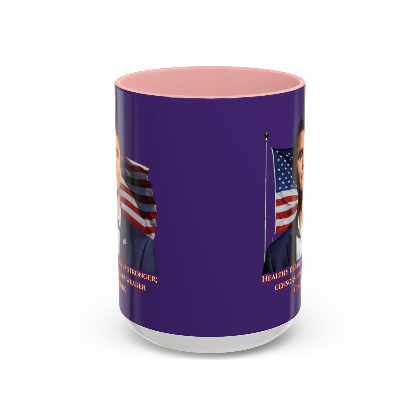 Charlie Kirk, Healthy Debate Purple Accent Mug by theGreenDragonTavern.shop