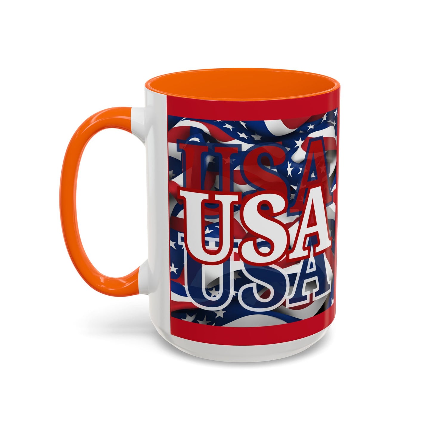 USA White font Center Patriot Red Accent Mug by theGreenDragonTavern.shop