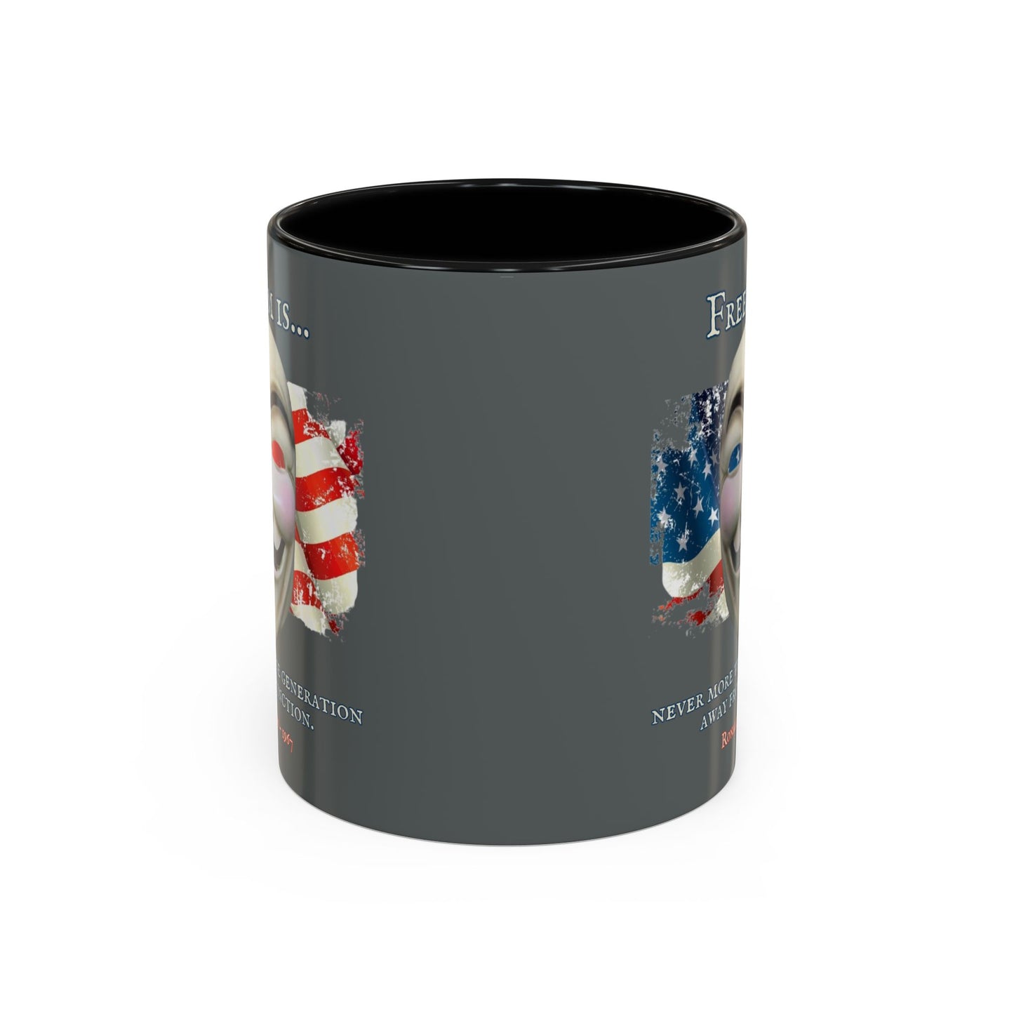 Ronald Reagan Freedom Vendetta Grey Accent Mug by theGreenDragonTavern.shop