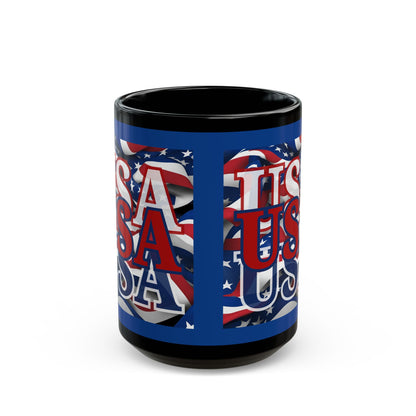 USA Red font Center Patriot Blue Mug by theGreenDragonTavern.shop