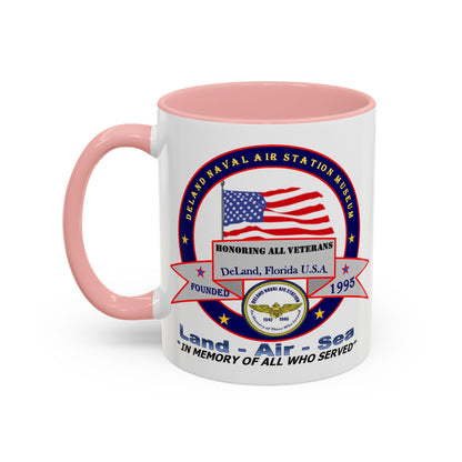 DNASM 2-sided, Founding & Student Art w/Navy Ring White Accent Mug by theGreenDragonTavern.shop