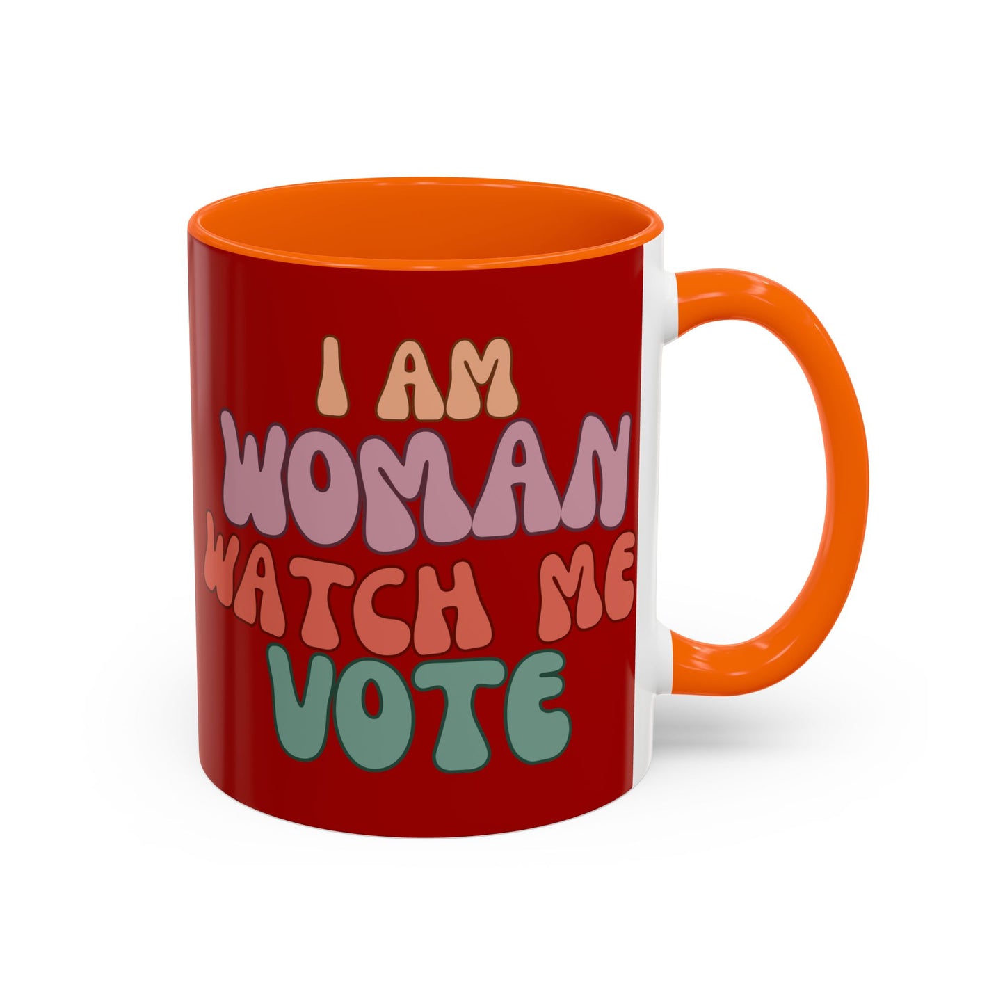 I Am Woman Watch Me Vote Red Accent Mug by theGreenDragonTavern.shop