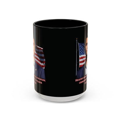 Charlie Kirk, Healthy Debate Black Accent Mug by theGreenDragonTavern.shop