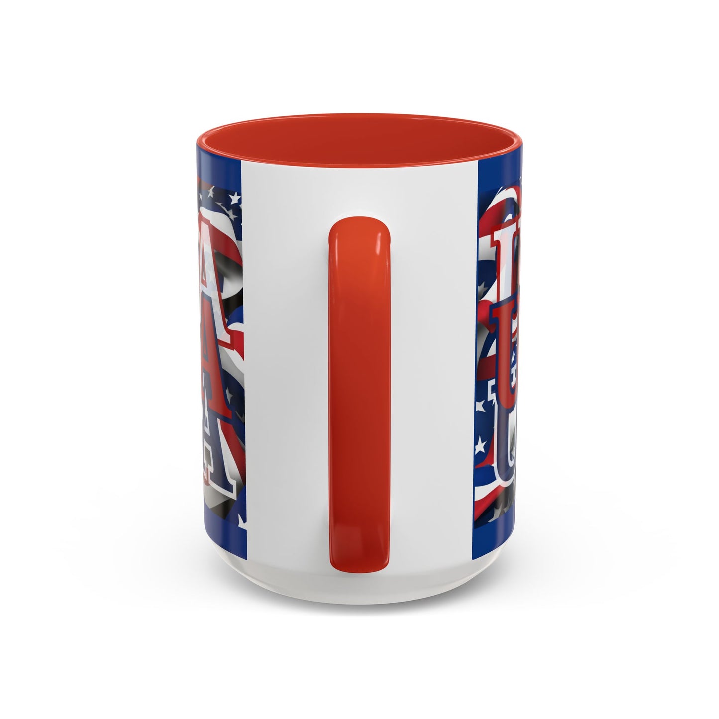 USA Red font Center Patriot Blue Accent Mug by theGreenDragonTavern.shop